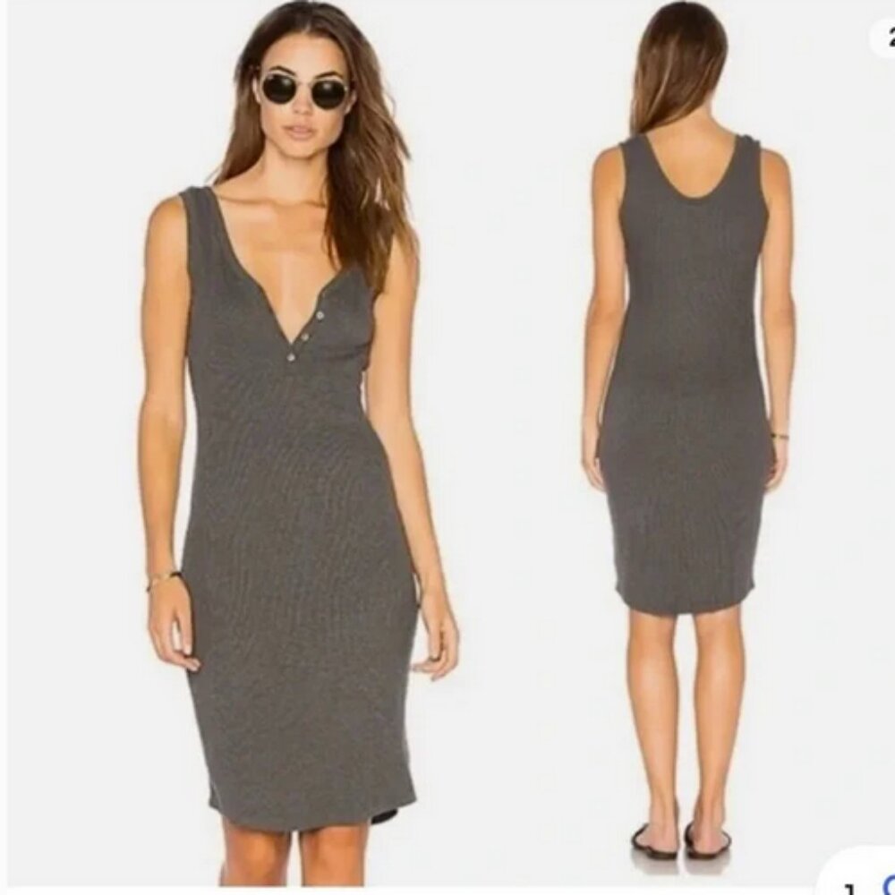L'Agence Everly Knit Ribbed Summer Dress - Charcoal Grey (Revolve)